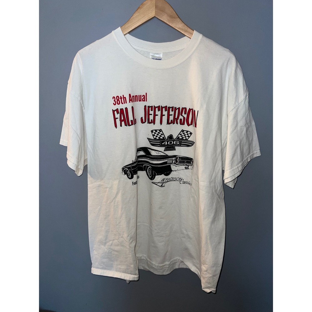 Gildan‎ Fall Jefferson 38th Annual Car Show Graphic T-Shirt White XL Ford 406